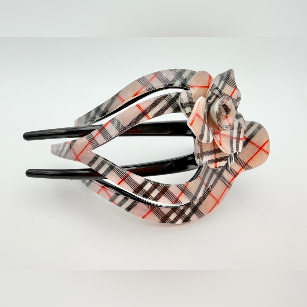 Plaid Flower Hair Clip - Picture 5 of 7